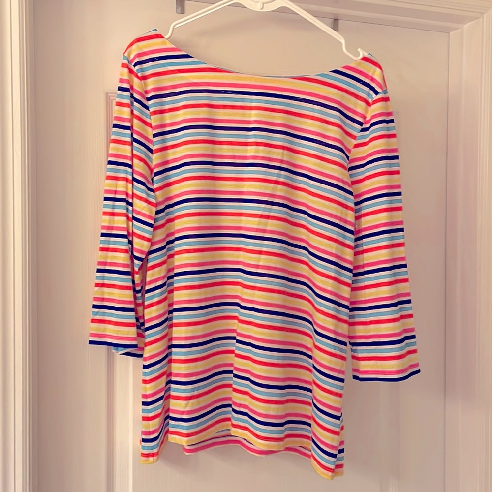 NWOT Lilly Pulitzer Waverly Top in Island Stripe - Picture 2 of 5